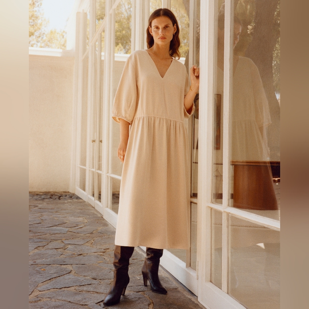 Everlane The TENCEL™ Puff-Sleeve midi dress* blush szXS